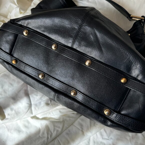 Auth Rebecca Minkoff "Old School" Black Leather Nikki Hobo w/ Blue Zipper - Picture 5 of 10